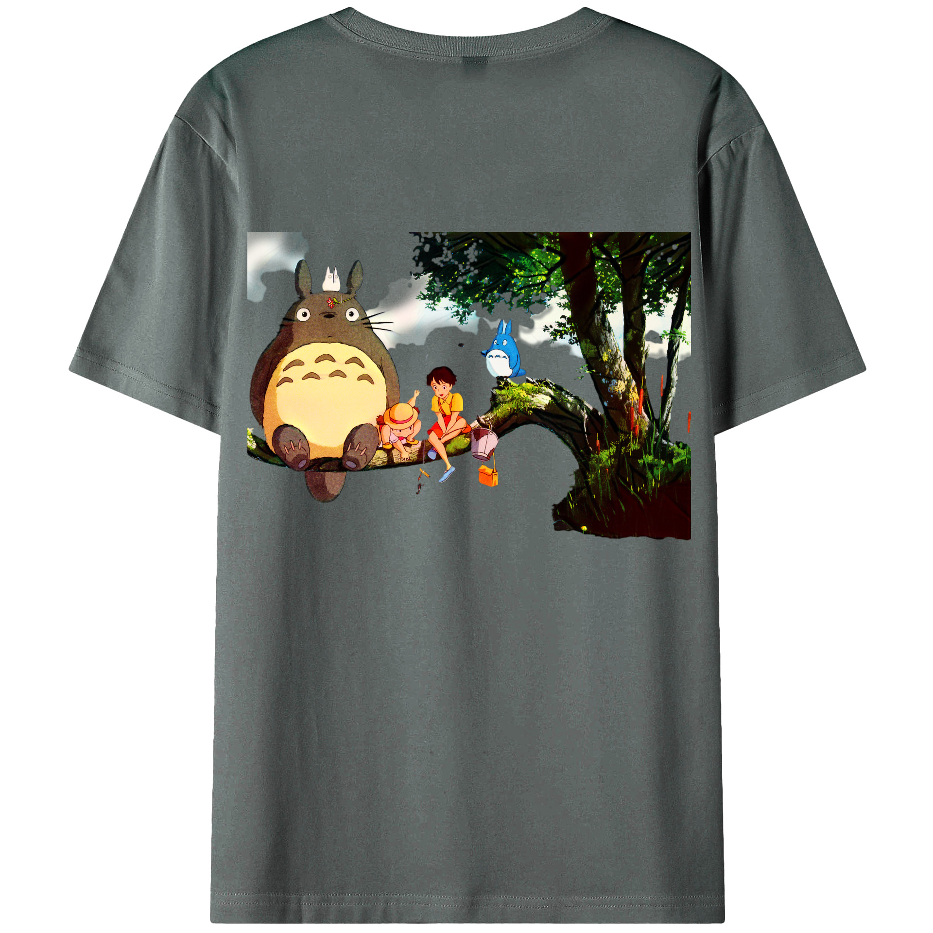 （画像用） となりのトトロ 草壁メイ 草壁サツキ My Neighbor Totoro Satsuki Kusakabe Mei Kusakabe 綿100％ メンズ半袖Tシャツ（バックプリント） 通気性